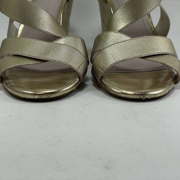 Vince Camuto Gold Espadrille Wedge Sandals Women’s 9M Stretch Strap Slip On - Picture 5 of 15